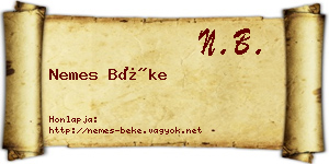 Nemes Béke névjegykártya